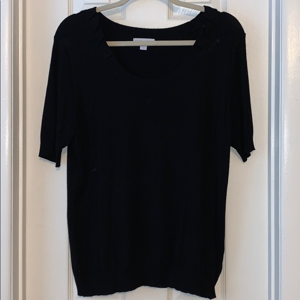 NY & Co black pleated 3/4 sleeve sweater top XL